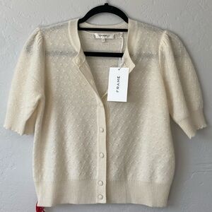 NWT FRAME Pointelle Cream Cashmere Cardigan